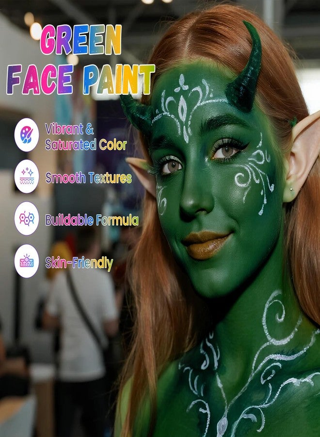 BRIMFULITE Green Face Paint, Water Based Facepaint, Non Toxic Green Body Paint, High Pigment Face Painting for Halloween, Easter, Themed Parties, Cosplay 1.06 Oz. - Image 2